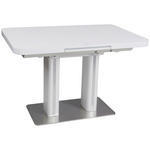 ESSTISCH in Metall, Glas, Holzwerkstoff 120-160/80/76 cm  - Edelstahlfarben/Weiß, Design, Glas/Holzwerkstoff (120-160/80/76cm) - Hom`in