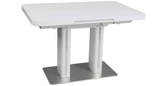 ESSTISCH in Metall, Glas, Holzwerkstoff 120-160/80/76 cm - Edelstahlfarben/Weiß, Design, Glas/Holzwerkstoff (120-160/80/76cm) - Hom`in
