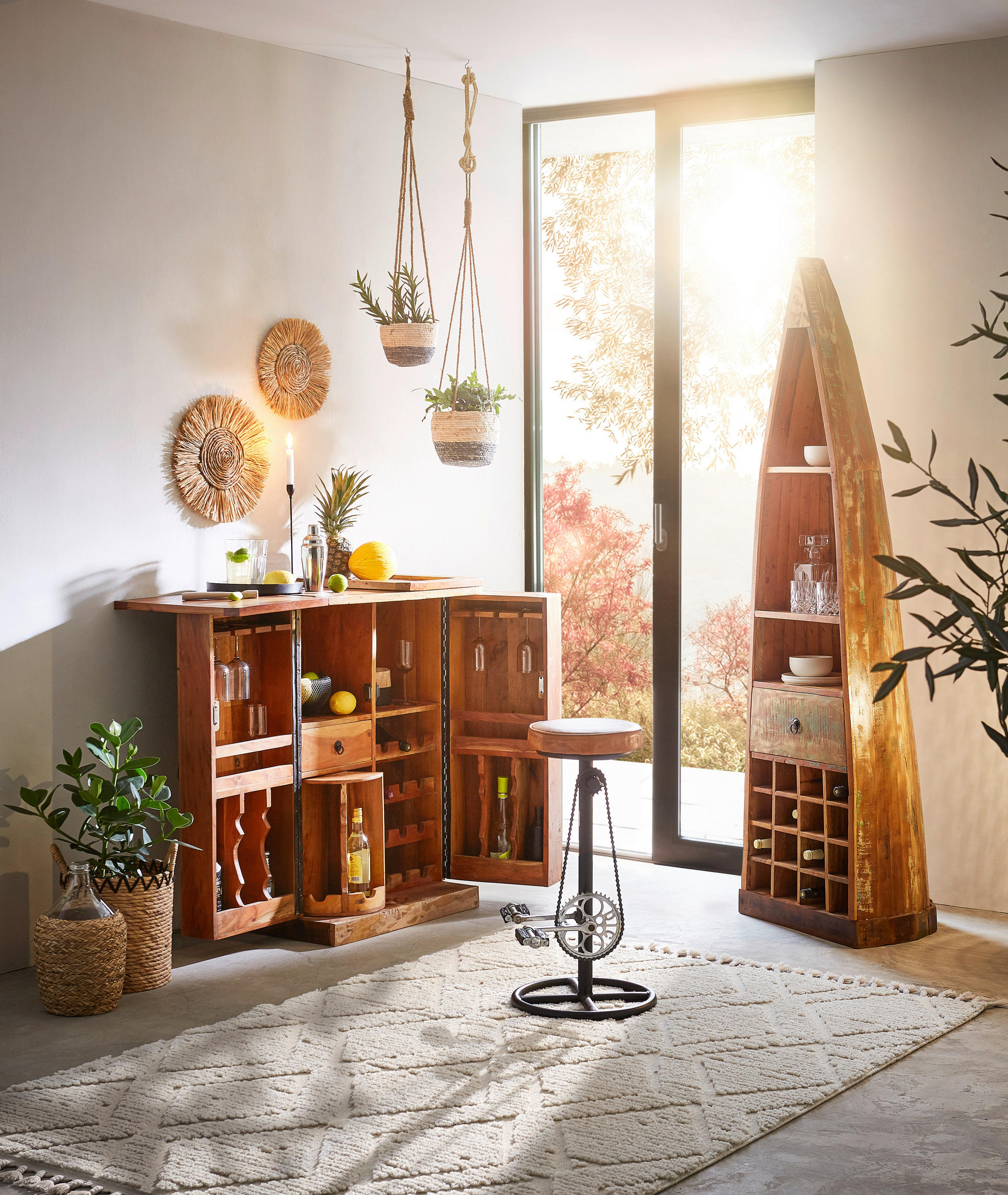 BARSCHRANK in Multicolor, Dunkelbraun, Hellbraun  - Hellbraun/Dunkelbraun, LIFESTYLE, Holz/Metall (75/107/52cm) - Landscape