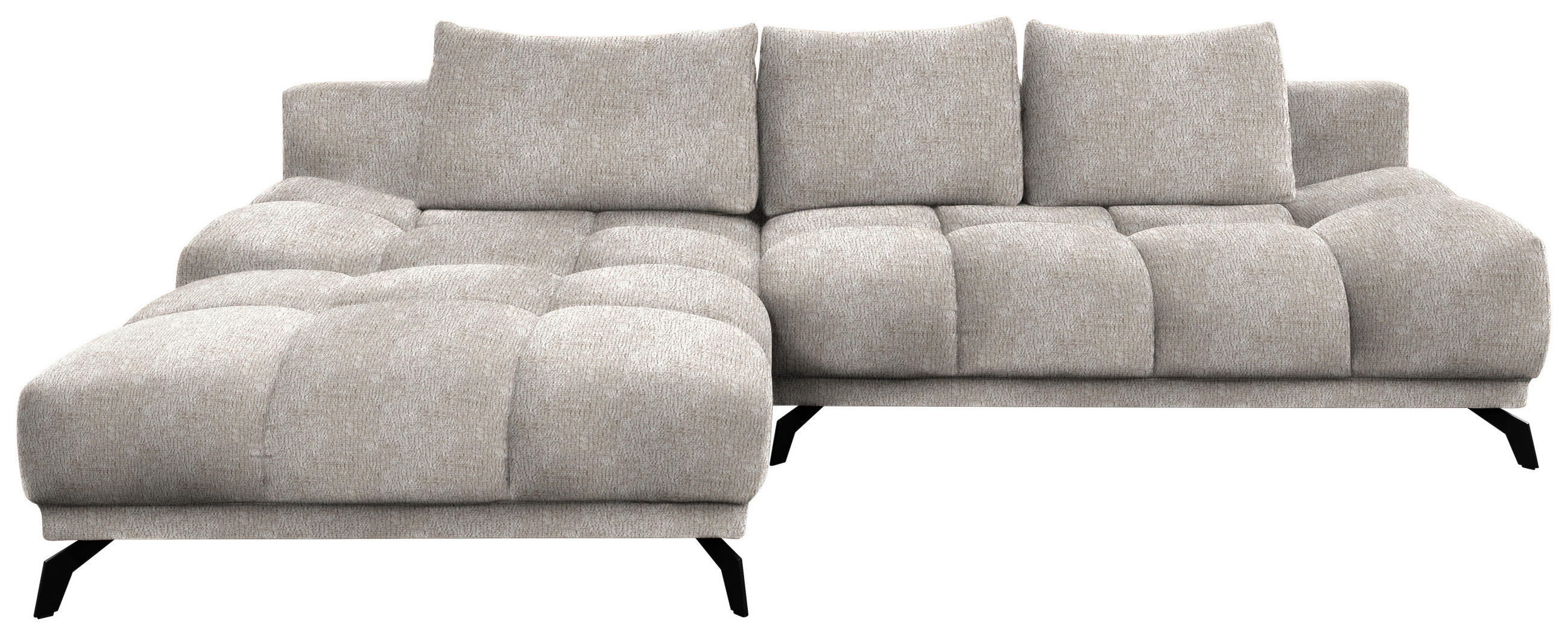 ECKSOFA in Chenille Sandfarben  - Sandfarben/Schwarz, Modern, Textil/Metall (182/290cm) - Hom`in