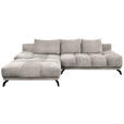 ECKSOFA in Chenille Sandfarben  - Sandfarben/Schwarz, MODERN, Textil/Metall (182/290cm) - Hom`in