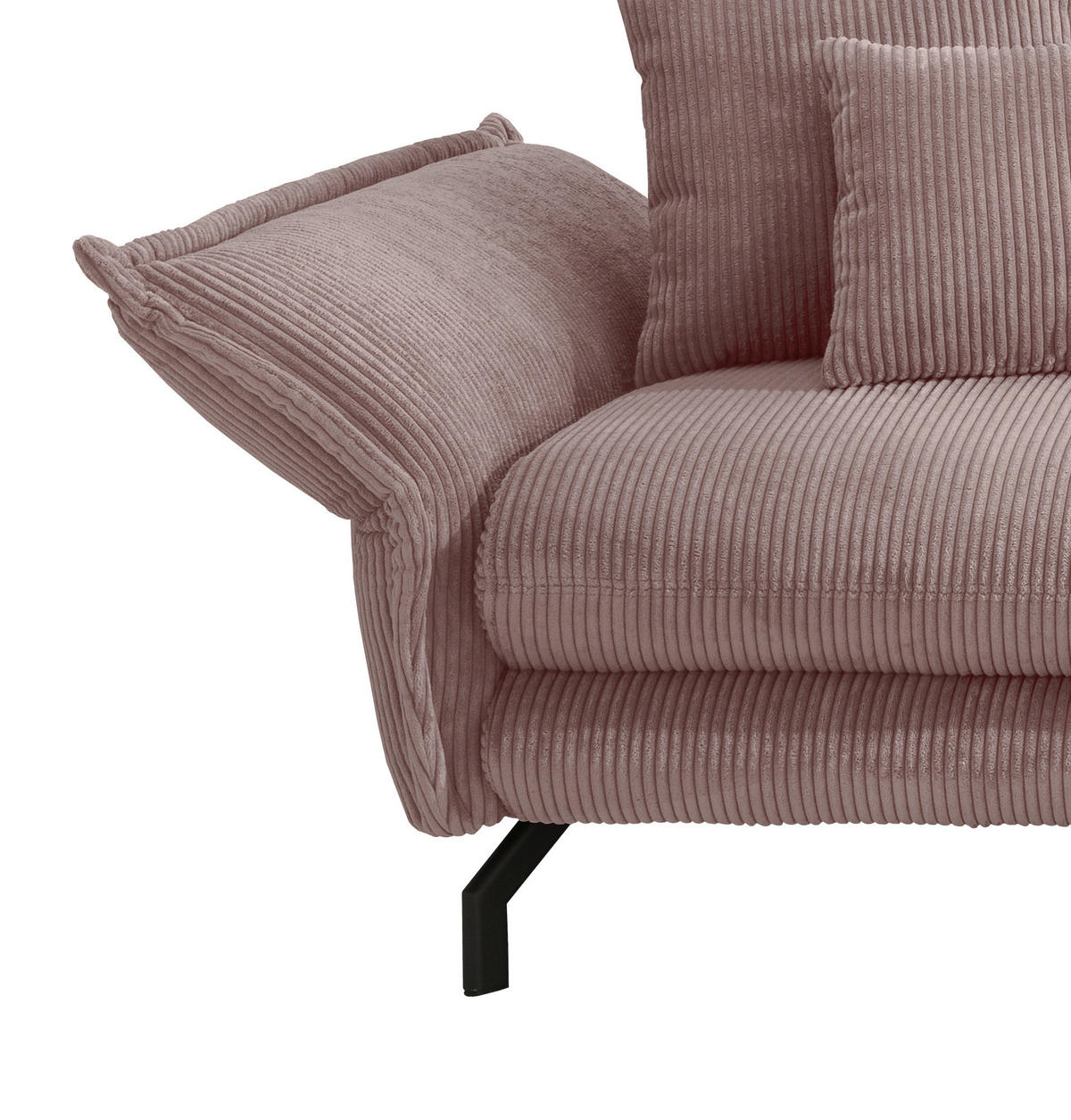 ECKSOFA in Cord Rosa  - Schwarz/Rosa, Modern, Textil/Metall (255/180cm) - Livetastic