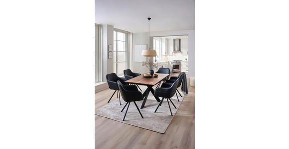 ESSTISCH in Holz, Metall 180-265/100/75 cm  - Nussbaumfarben/Schwarz, Natur, Holz/Metall (180-265/100/75cm) - Linea Natura