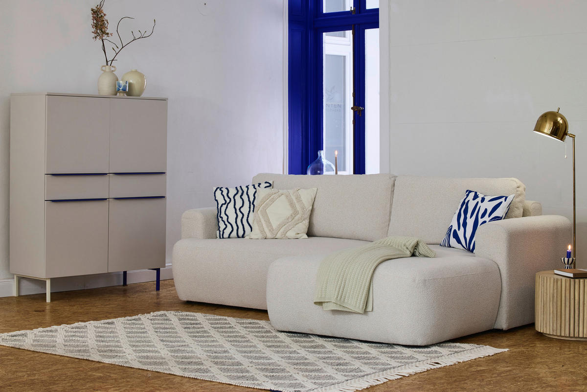 ECKSOFA Perlmutt Bouclé Rückenkissen, Rücken echt  - Perlmutt/Schwarz, KONVENTIONELL, Kunststoff/Textil (257/170cm) - Tom Tailor