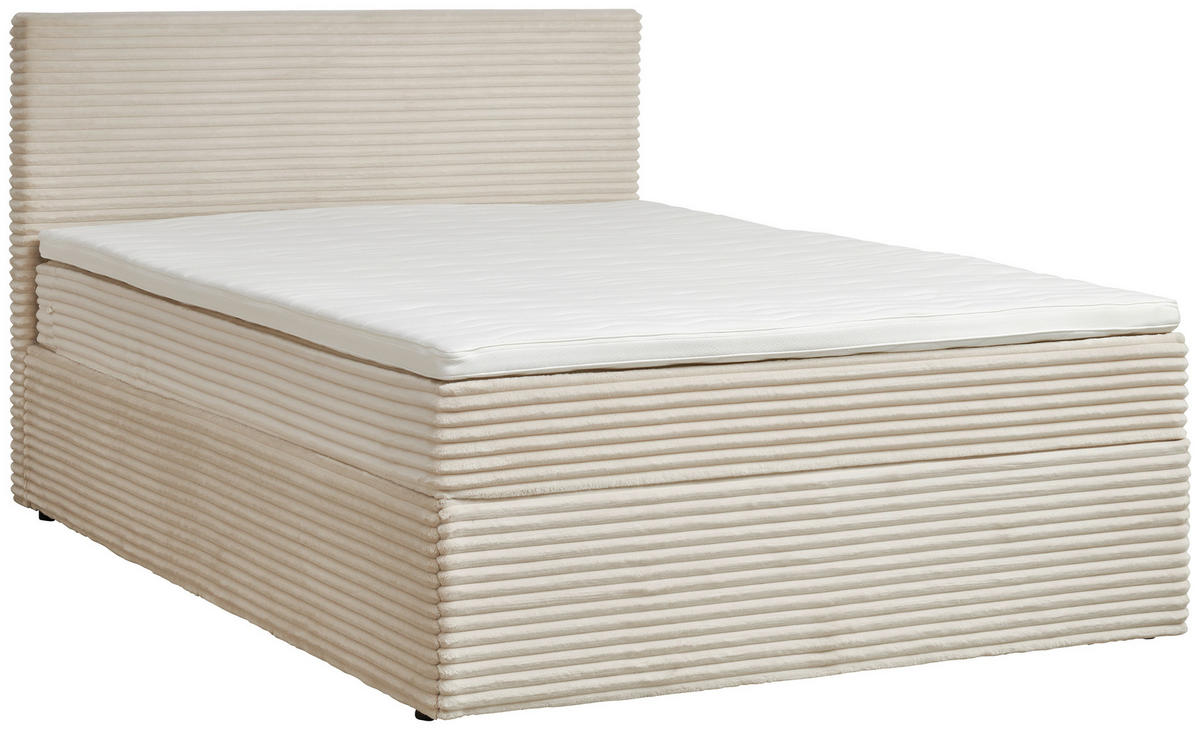 POSTELJA Z VZMETNICO 140 cm   x 200 cm  , tekstil krem barve  - črna/krem barve, Basics, umetna masa/tekstil (140/200cm) - Livetastic