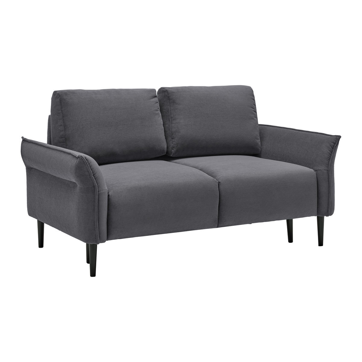 2-SITZER-SOFA Cord Dunkelgrau  - Dunkelgrau/Schwarz, Modern, Holz/Textil (150/85/92cm) - MID.YOU