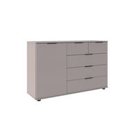 KOMODA, bež, sivobež  - sivobež/črna, Design, kovina/umetna masa (130/83/41cm) - Carryhome