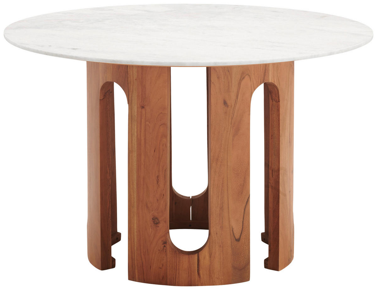 JEDILNA MIZA, v celoti masivno akacija barva oreha  - barva oreha, Design, kamen/les (120/120/76cm) - Livetastic