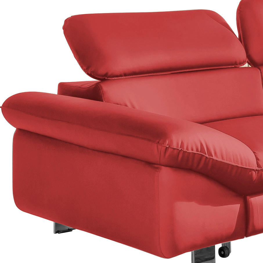 WOHNLANDSCHAFT Rot Lederlook  - Chromfarben/Rot, MODERN, Textil/Metall (266/214cm) - MID.YOU