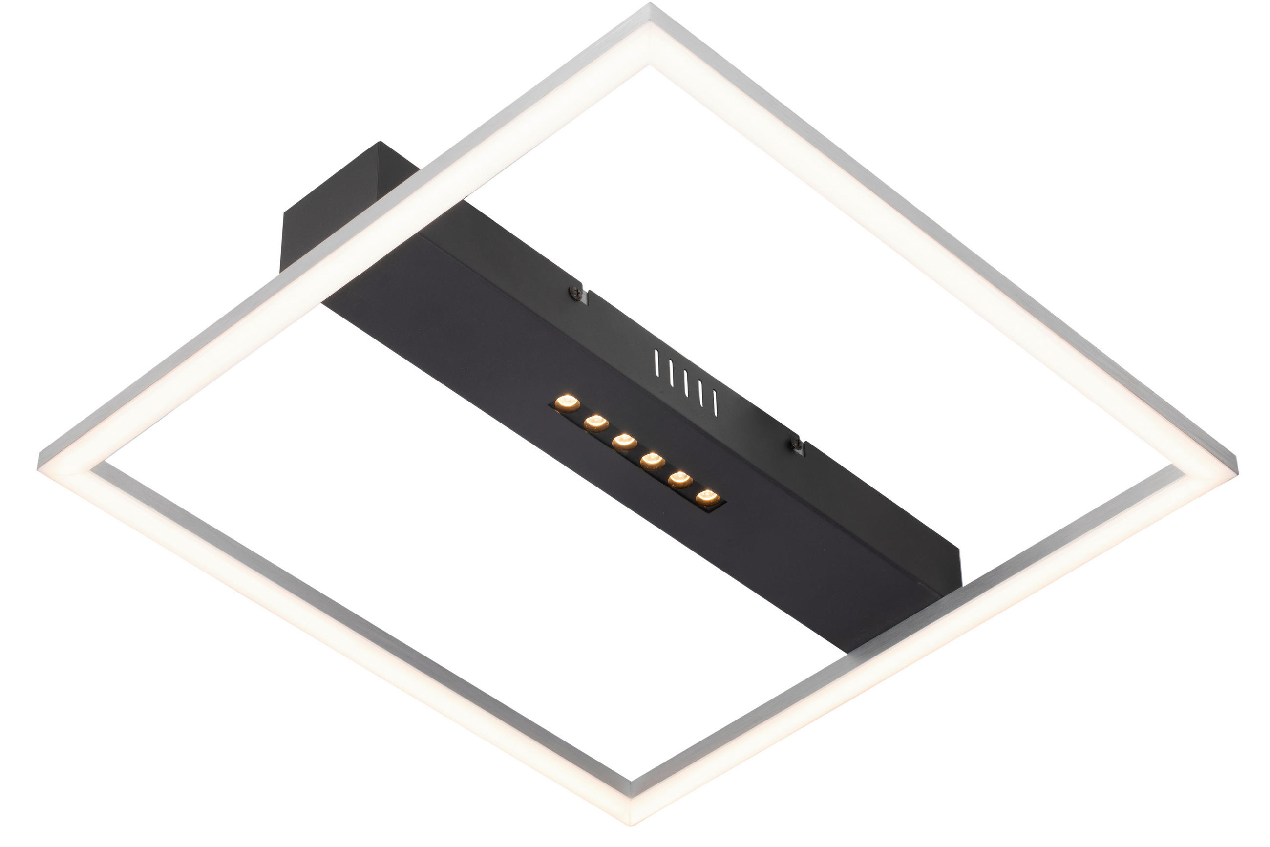 LED MENNYEZETI LÁMPA - fekete/alumíniumszínű, Basics, műanyag/fém (40/40/6cm) - Novel
