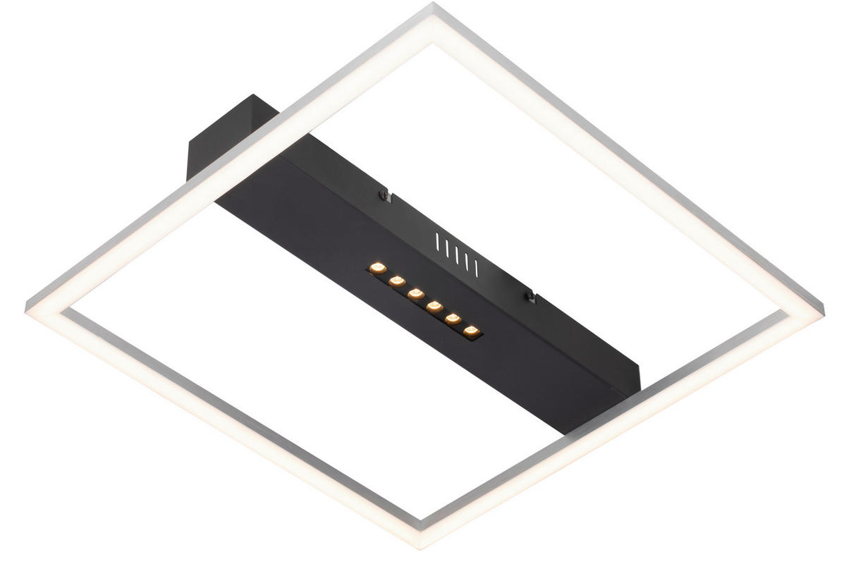 LED MENNYEZETI LÁMPA - fekete/alumíniumszínű, Basics, műanyag/fém (40/40/6cm) - Novel