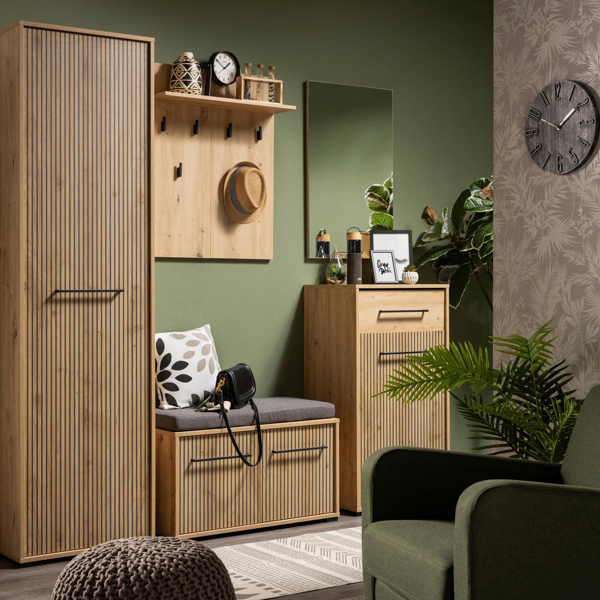 GARDEROBNA OMARA hrast artisan - hrast artisan, Basics, leseni material (54,5/197,5/40cm) - Xora