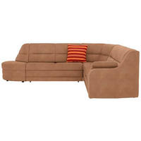ECKSOFA in Flachgewebe Hellbraun  285/251 cm  - Hellbraun/Schwarz, KONVENTIONELL, Kunststoff/Textil (285/251cm) - Sedda