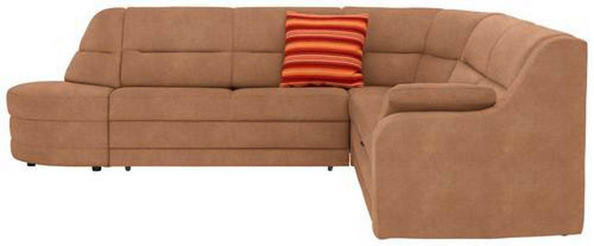 ECKSOFA in Flachgewebe Hellbraun  285/251 cm  - Hellbraun/Schwarz, KONVENTIONELL, Kunststoff/Textil (285/251cm) - Sedda
