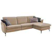 ECKSOFA  in Mikrofaser Sandfarben  263/179 cm  - Sandfarben/Nickelfarben, MODERN, Textil/Metall (263/179cm) - Livetastic