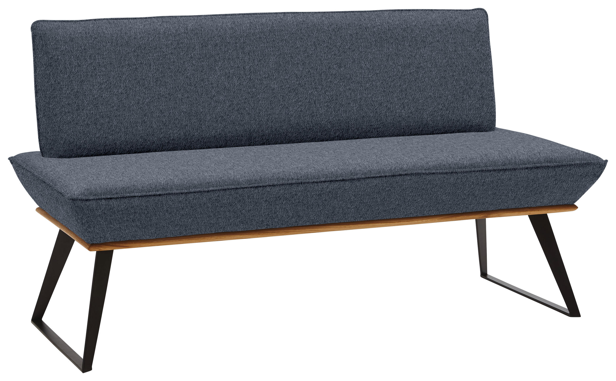 SITZBANK 180/87/64 cm Webstoff Anthrazit, Schwarz, Eichefarben Eiche massiv Metall  - Eichefarben/Anthrazit, Design, Holz/Textil (180/87/64cm) - Voleo