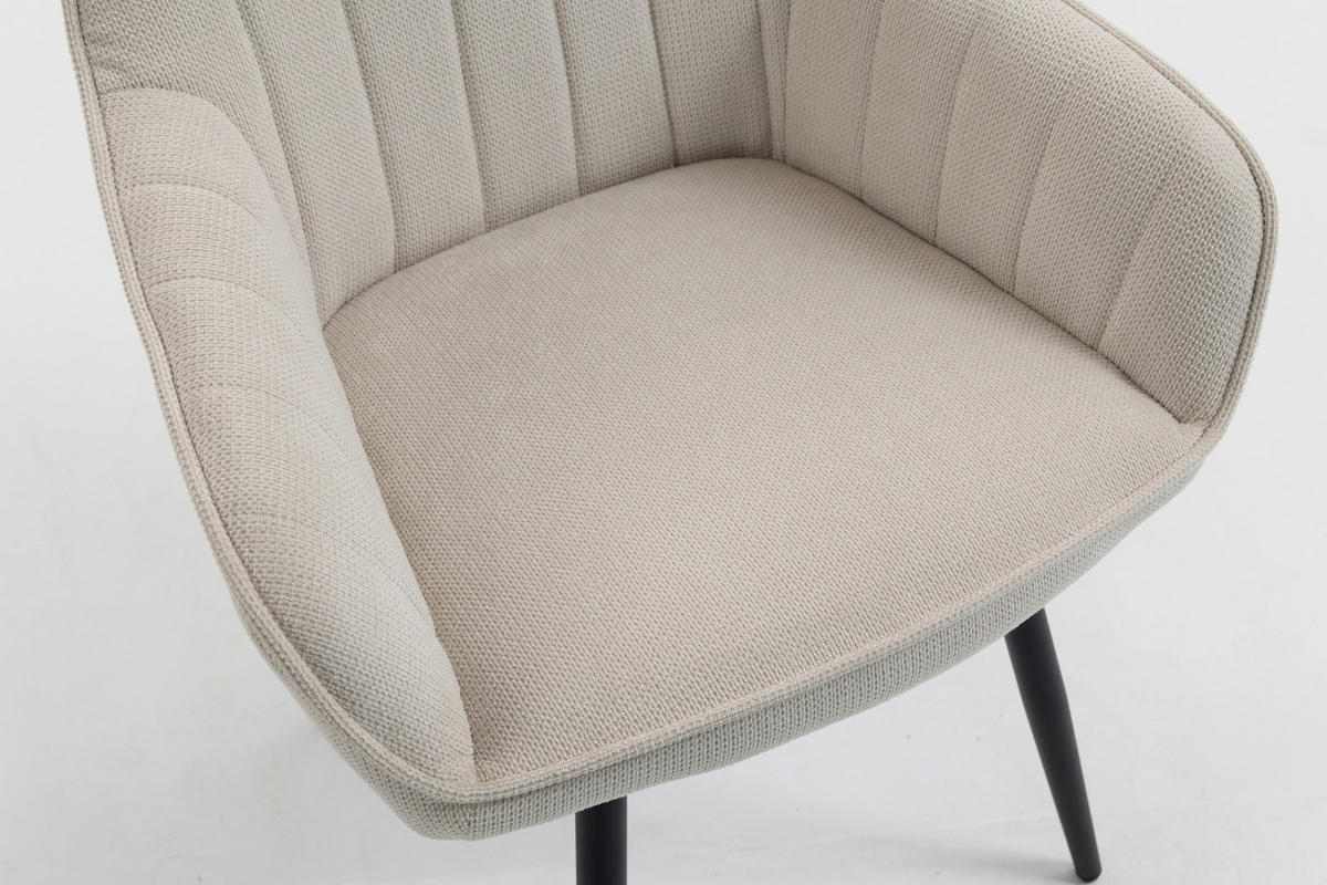 ARMLEHNSTUHL  Sitzfläche 180° drehbar   - Creme/Schwarz, MODERN, Textil/Metall (63/83/63cm) - Livetastic