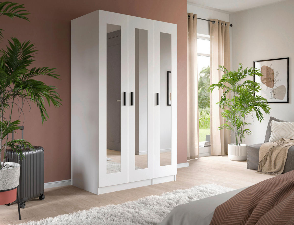 DREHTÜRENSCHRANK 120/195/56 cm,  in Weiß, 3 Tür(en)-türig  - Schwarz/Weiß, ROMANTIK / LANDHAUS, Holzwerkstoff/Kunststoff (120/195/56cm) - Livetastic