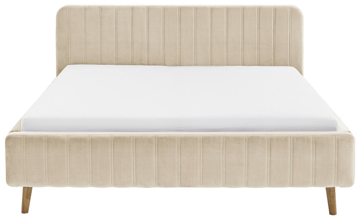 POLSTERBETT 180/200 cm,  in Beige,  - Eichefarben/Beige, MODERN, Holz/Textil (180/200cm) - Xora
