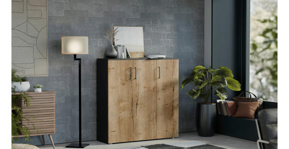 SCHUHSCHRANK 120/120/38 cm  - Wildeiche/Anthrazit, Basics, Holzwerkstoff/Kunststoff (120/120/38cm) - Moderano