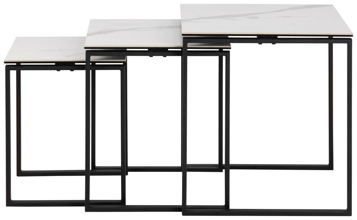 BEISTELLTISCHSET in Keramik, Metall 50/50/55 cm  - Schwarz/Weiß, Trend, Keramik/Metall (50/50/55cm)