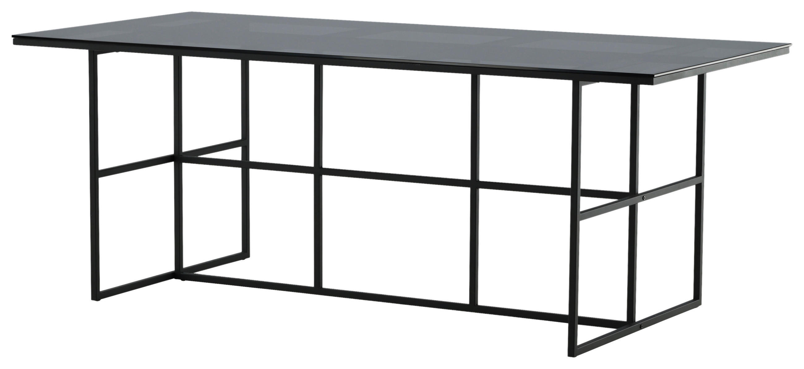 ESSTISCH in Metall, Glas 200/90/74 cm  - Schwarz, Design, Glas/Metall (200/90/74cm) - Livetastic