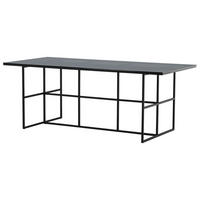 ESSTISCH in Metall, Glas 200/90/74 cm  - Schwarz, Design, Glas/Metall (200/90/74cm) - Livetastic