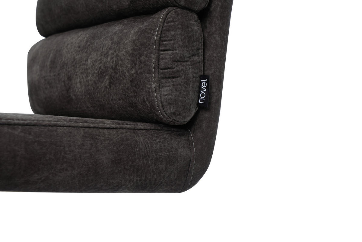 BARHOCKER Webstoff Braun Eisen Stoffauswahl, Sitzfläche 360° drehbar  - Schwarz/Braun, Design, Textil/Metall (42/90-117/58,5cm) - Novel