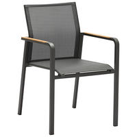 STAPELSESSEL Teakholz Aluminium Anthrazit, Graphitfarben, Teakfarben  - Anthrazit/Graphitfarben, Holz/Textil (55/85/61cm) - Zebra 