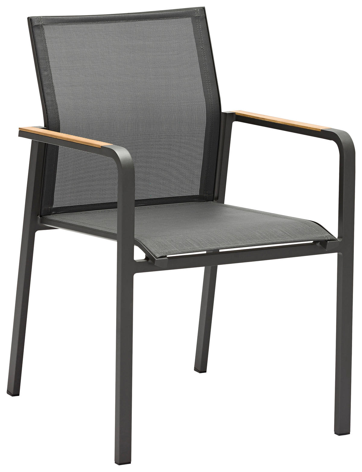 STAPELSESSEL Teakholz Aluminium Anthrazit, Graphitfarben, Teakfarben  - Anthrazit/Graphitfarben, Holz/Textil (55/85/61cm) - Zebra 