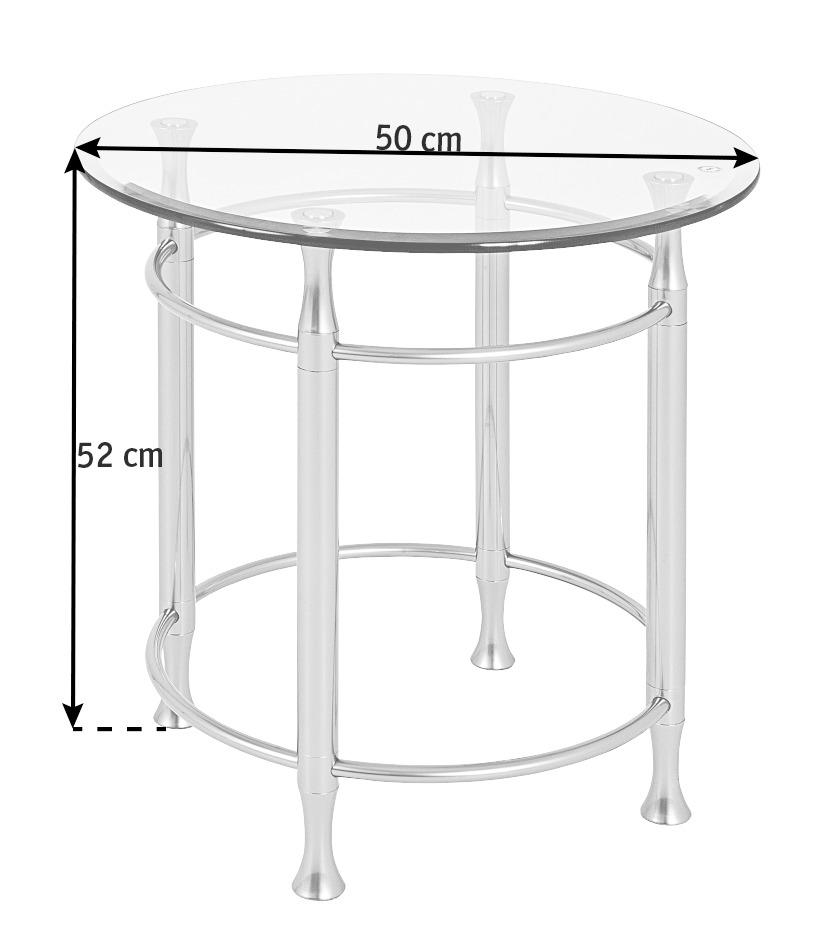 BEISTELLTISCH rund Edelstahlfarben - Edelstahlfarben, Basics, Glas/Metall (50/50/52cm)