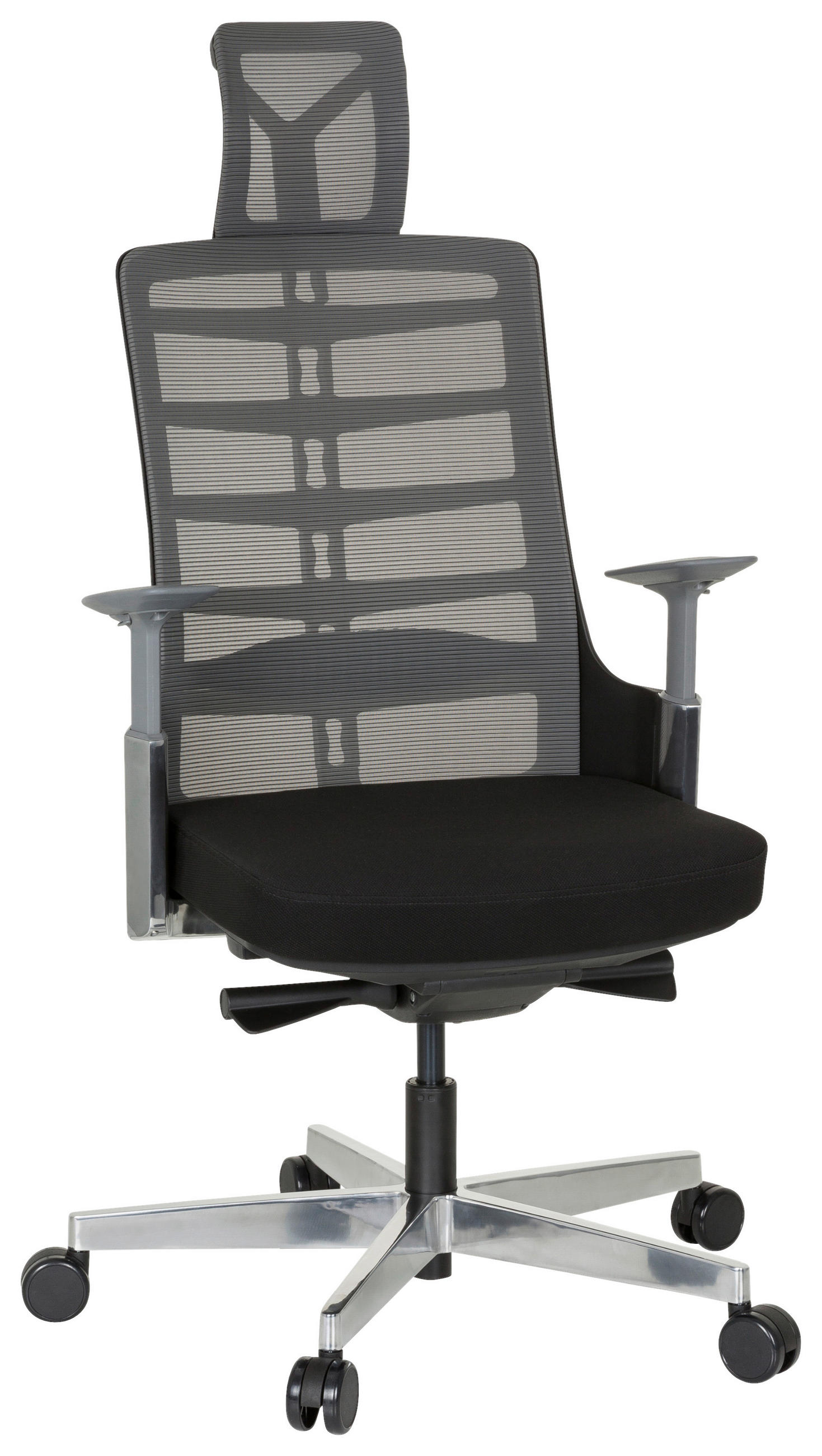 DREHSTUHL  in Netzbespannung, Flachgewebe Grau, Schwarz  - Alufarben/Schwarz, MODERN, Kunststoff/Textil (64/128/62cm) - MID.YOU