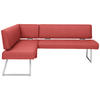 ECKBANK in Textil, Metall Edelstahlfarben, Rot  - Edelstahlfarben/Rot, Design, Textil/Metall (160/208cm) - Dieter Knoll
