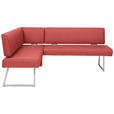 ECKBANK  in Rot, Edelstahlfarben  - Edelstahlfarben/Rot, Design, Textil/Metall (160/219cm) - Dieter Knoll