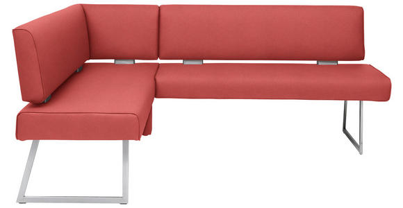 ECKBANK  in Rot, Edelstahlfarben  - Edelstahlfarben/Rot, Design, Textil/Metall (160/219cm) - Dieter Knoll