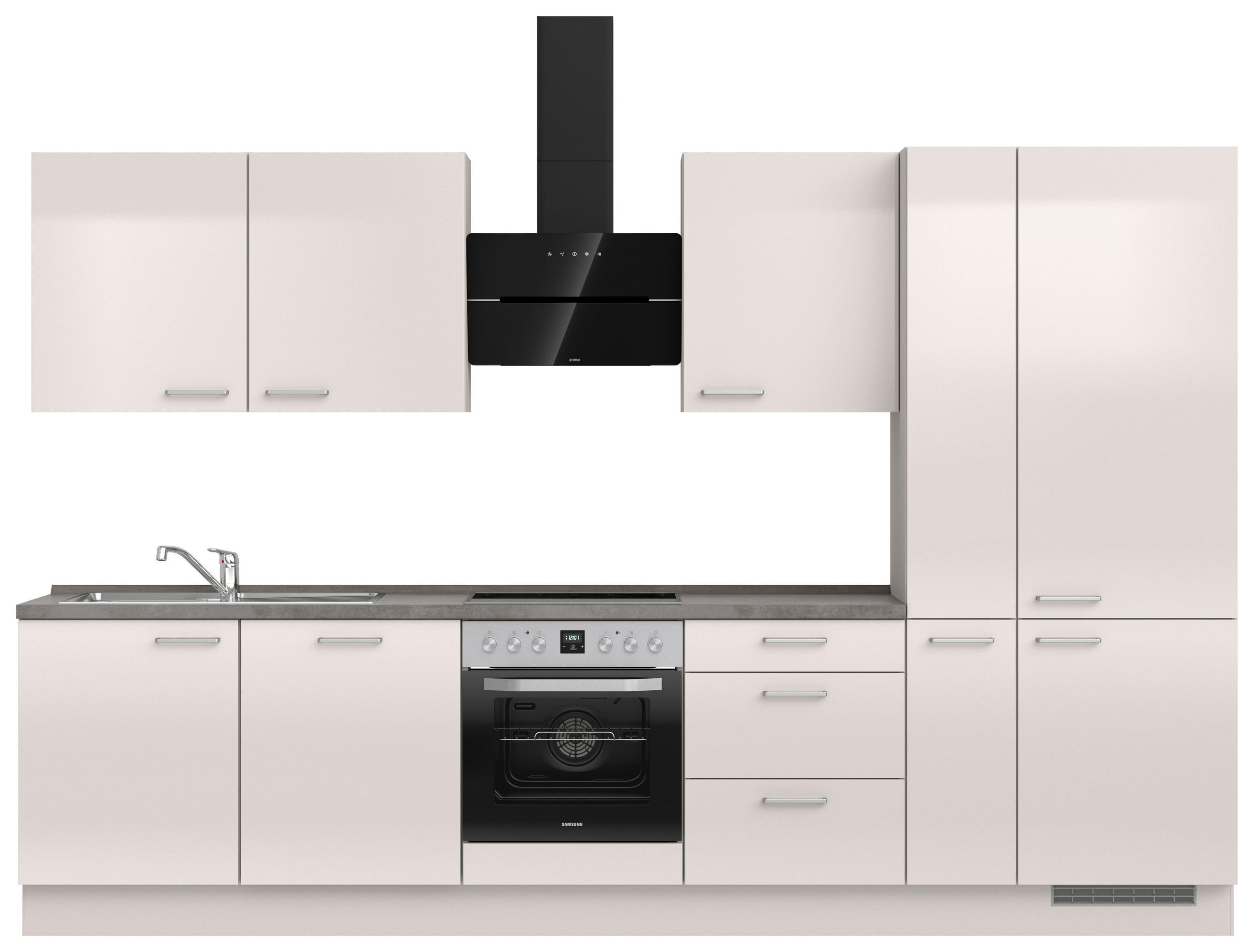 KÜCHENBLOCK 330 cm   in Schieferfarben, Hellgrau  - Schieferfarben/Edelstahlfarben, MODERN, Holzwerkstoff/Metall (330cm) - Nobilia