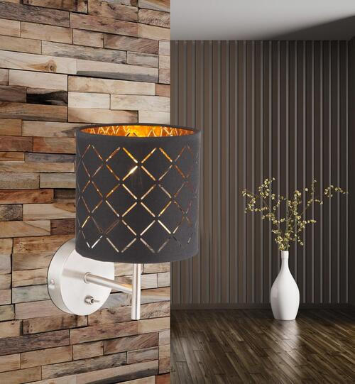 WANDLEUCHTE CLARKE 15/26 cm   - Goldfarben/Schwarz, LIFESTYLE, Textil/Metall (15/26cm) - Globo