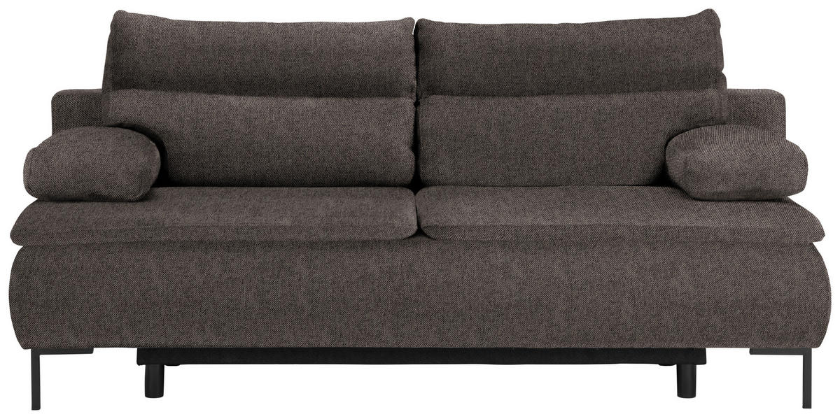 BOXSPRINGSOFA  in Webstoff Dunkelbraun  - Dunkelbraun/Schwarz, Design, Textil/Metall (202/93/100cm) - Novel