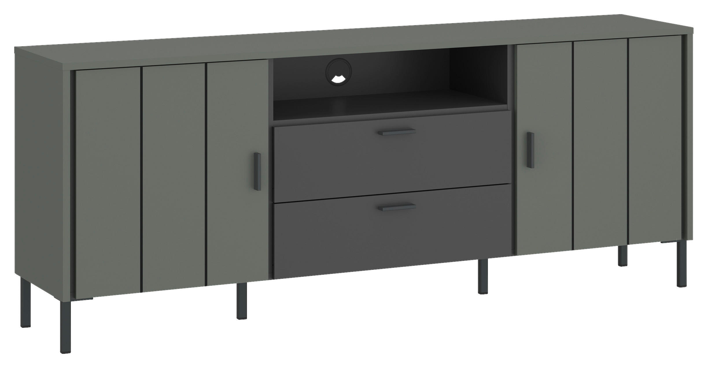 TV-ELEMENT SHIRLEY Holzwerkstoff Grau, Grün, Schwarz  - Schwarz/Grau, Design, Holzwerkstoff/Kunststoff (173,2/65/40cm) - Carryhome