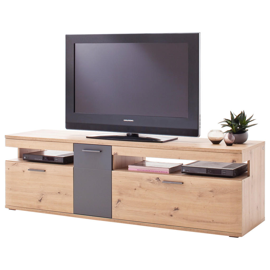 Livetastic SKRINKA POD TV, antracitová, farba duba, 180/55/50 cm