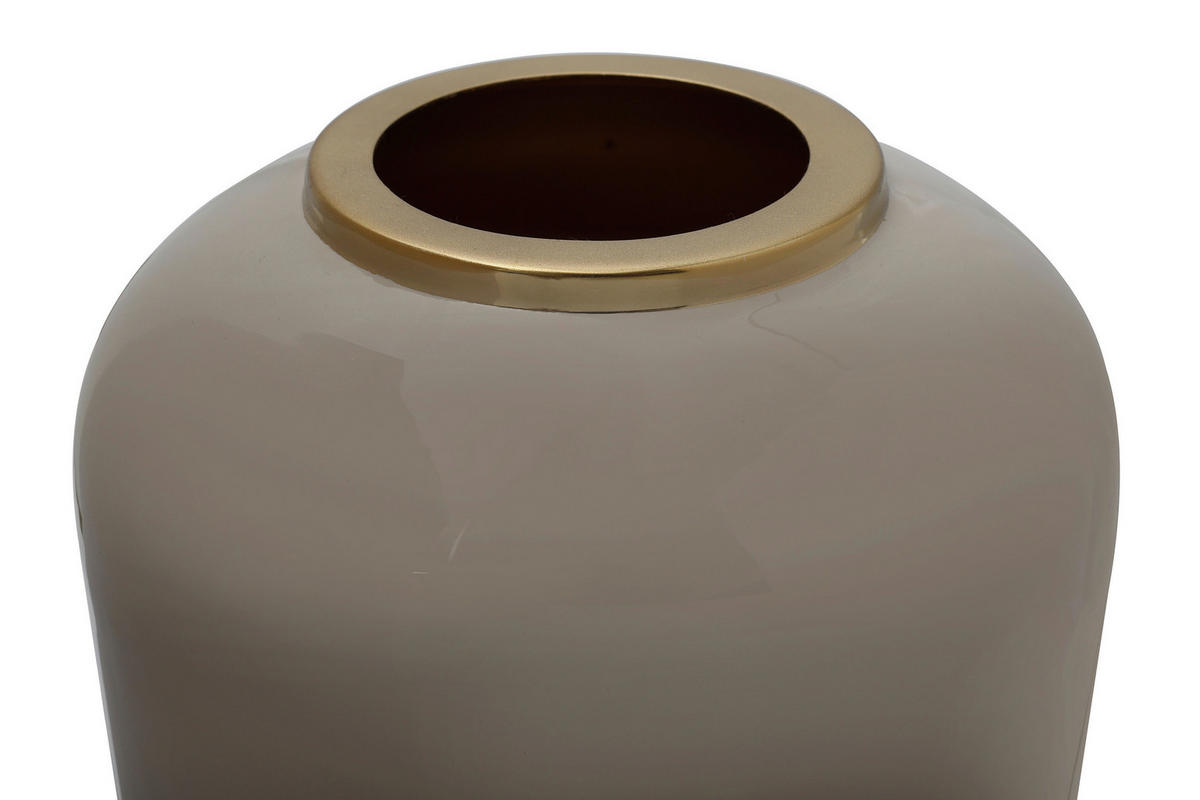 VASE  - Taupe/Goldfarben, Trend, Metall (24/24/50cm) - Kayoom