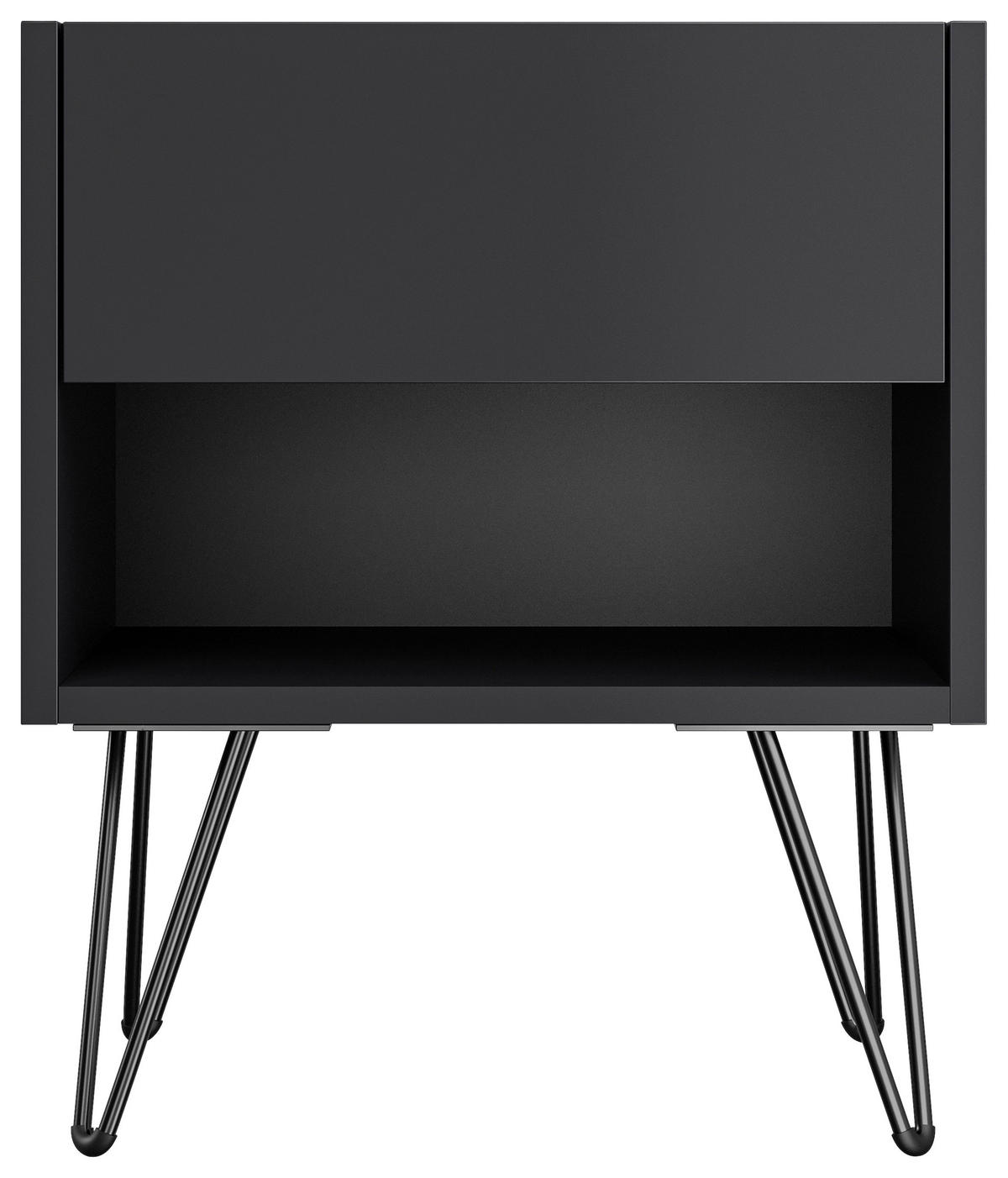 NACHTTISCH 41,2/50/35,6 cm  - Graphitfarben/Schwarz, Basics, Holzwerkstoff/Metall (41,2/50/35,6cm) - MID.YOU