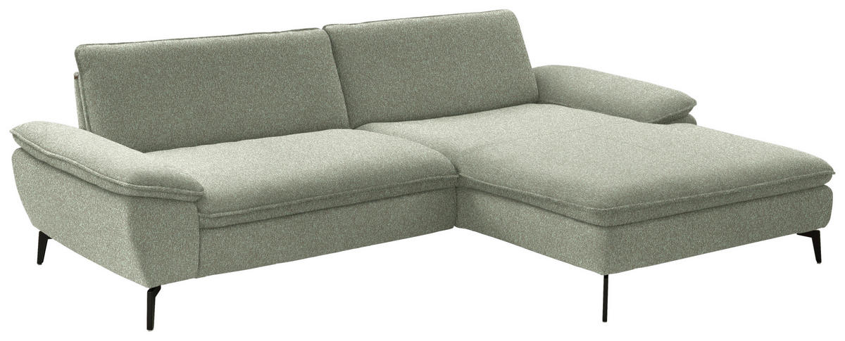 ECKSOFA in Webstoff Hellgrün  - Schwarz/Hellgrün, Design, Textil/Metall (295/197cm) - Valdera