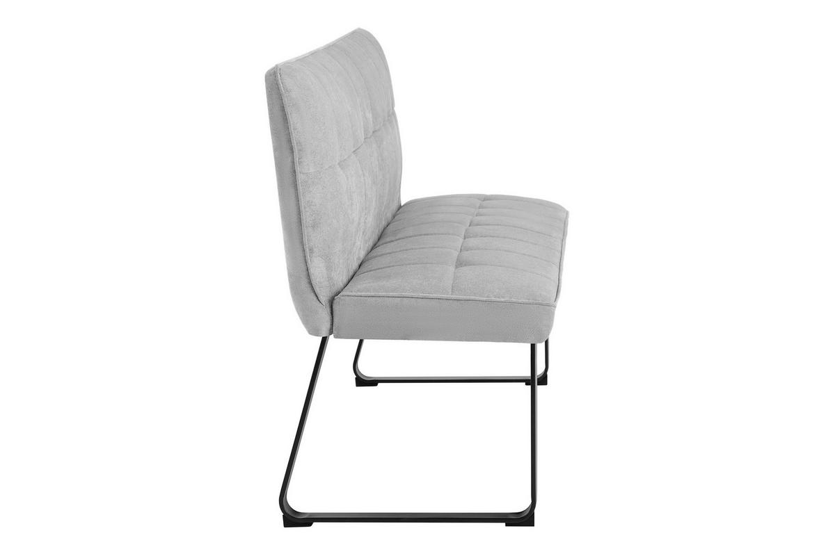 SITZBANK in Metall, Textil Hellgrau  - Hellgrau/Schwarz, MODERN, Textil/Metall (160/92/58cm) - MID.YOU