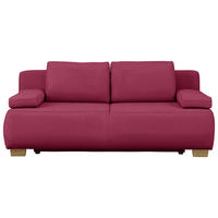 BOXSPRINGSOFA  mit Fußauswahl, Stoffauswahl, Schlafen auf Sitzhöhe, Rücken echt Webstoff Rot  - Rot/Naturfarben, Design, Holz/Textil (205/93/108cm) - Venda