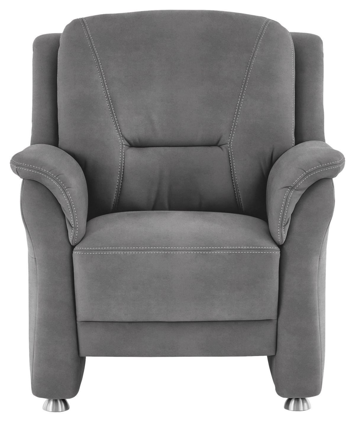 SESSEL in Mikrofaser Grau  - Beige/Alufarben, Konventionell, Textil/Metall (90/100/92cm) - Beldomo Comfort