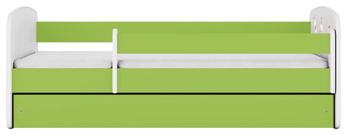 KINDER-/JUNIORBETT 80/160 cm  in Grün, Weiß  - Birkefarben/Weiß, MODERN, Holz/Holzwerkstoff (80/160cm) - MID.YOU