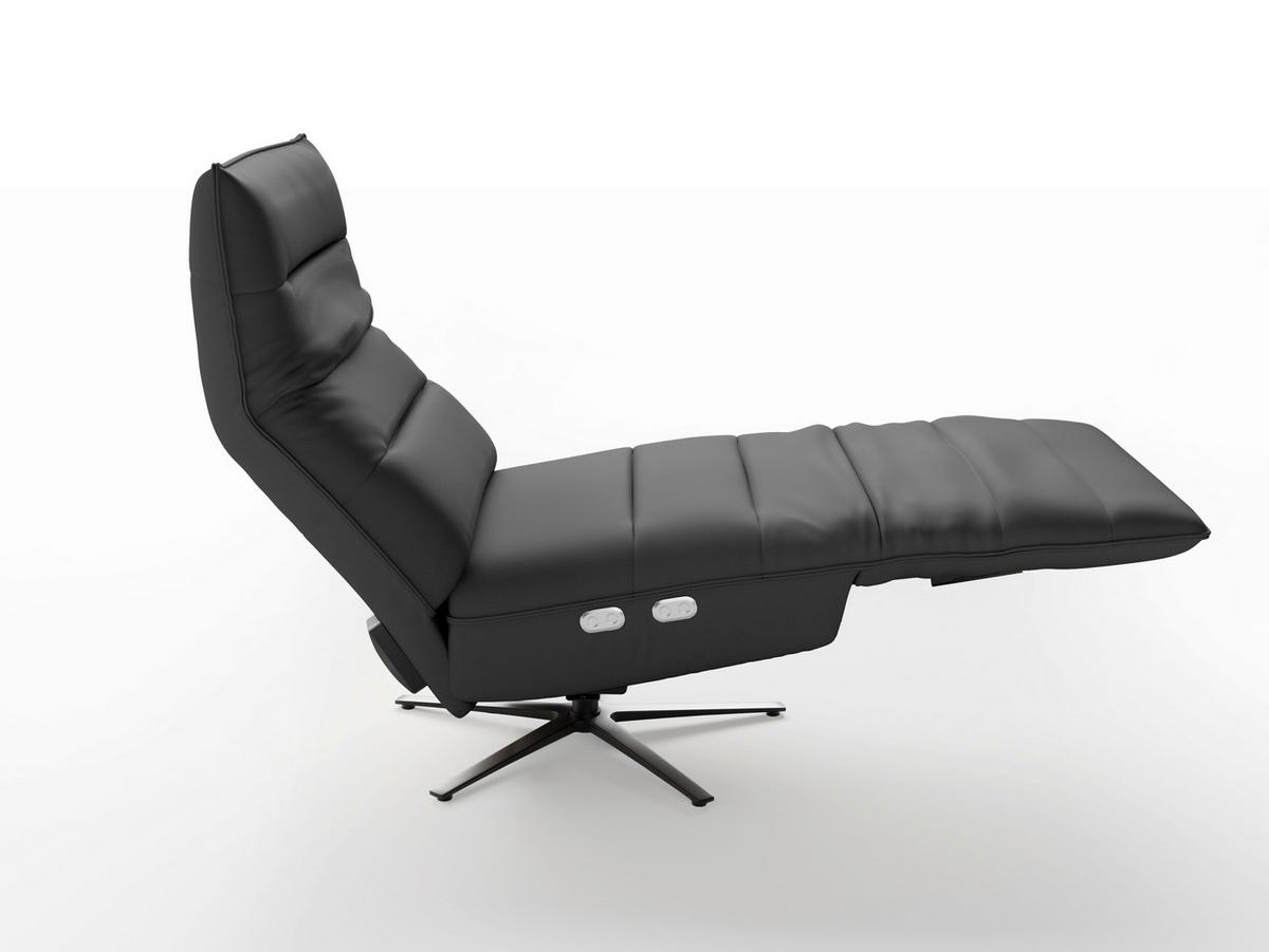 RELAXSESSEL in Leder Schwarz  - Schwarz, Basics, Leder/Metall (80/109/98cm) - Sit & More