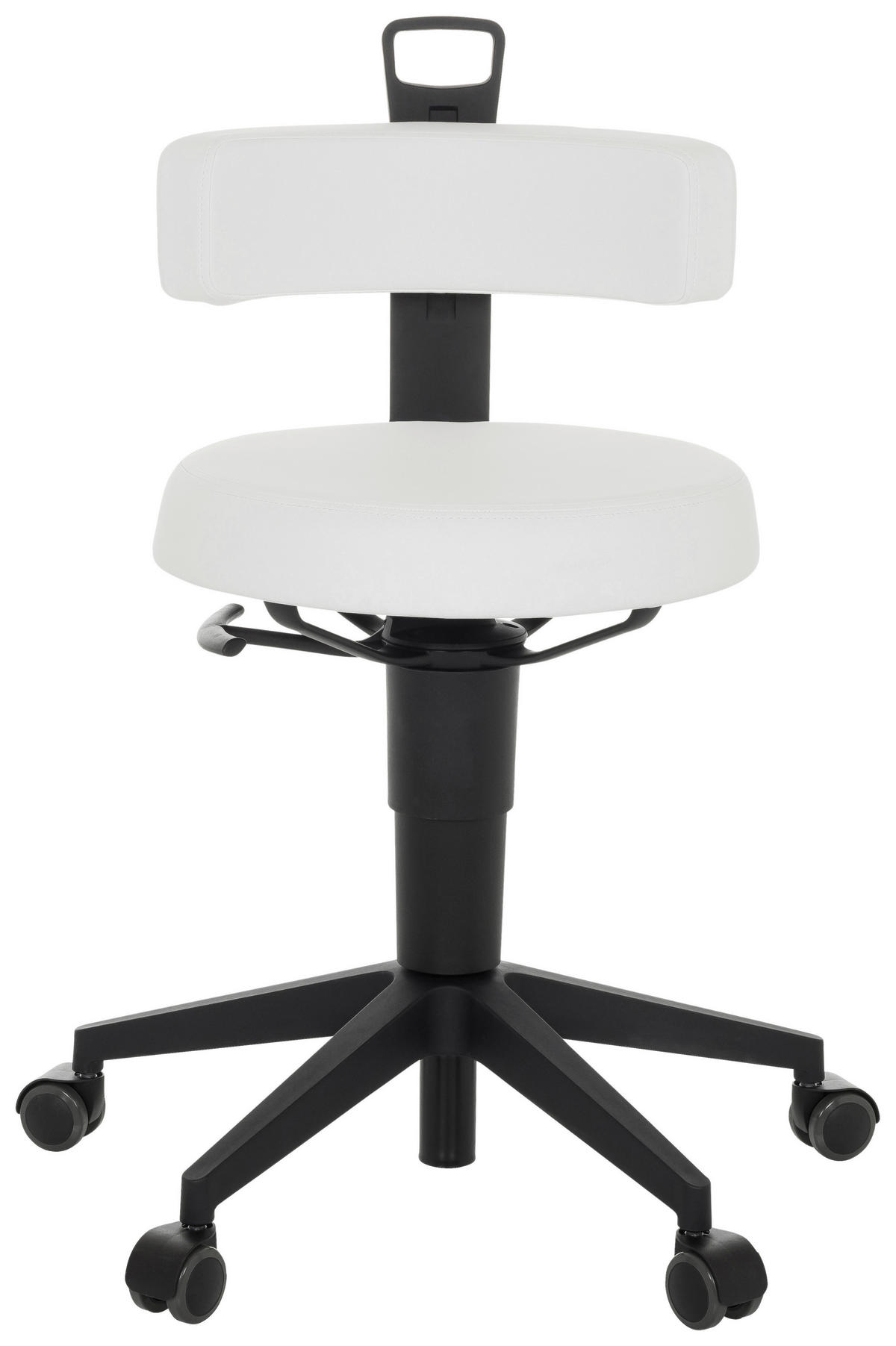 KONTORSPALL  vit  - vit/svart, Basics, läder/plast (40/74-86/46cm) - MID.YOU