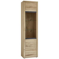 VITRINE  in furniert, massiv Asteiche Eichefarben  - Eichefarben/Grau, Design, Glas/Holz (55,2/209,3/37,4cm) - Modante